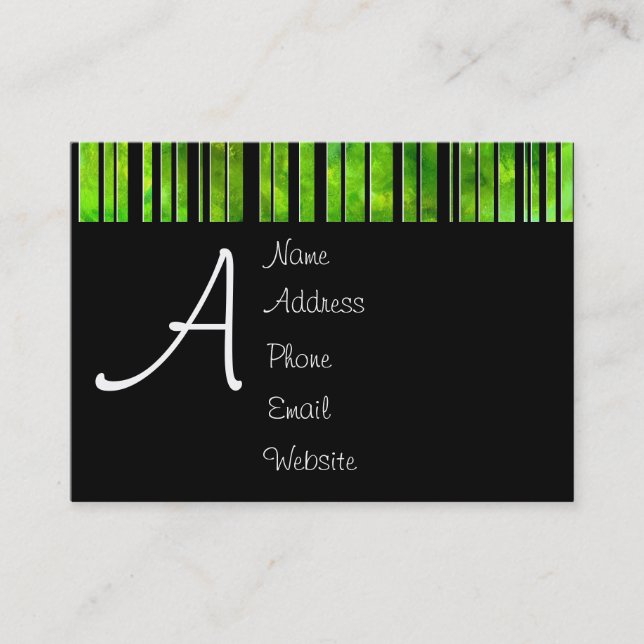 Black & White Green Lines Business Card (Front)