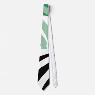Black White Green Retro Painting Abstract Art Neck Tie