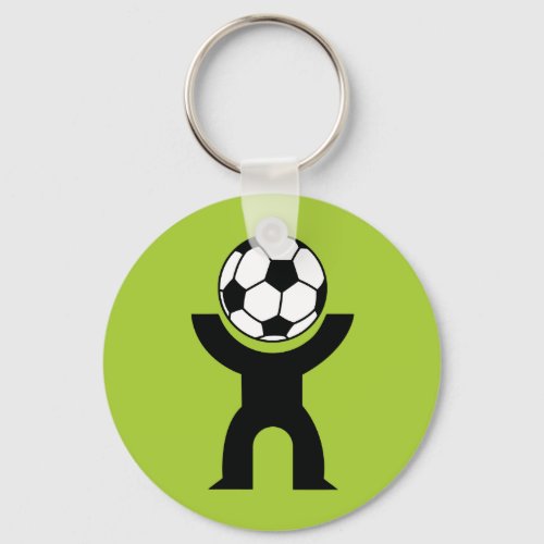 BLACKWHITE GREEN SOCCER BALL HEAD SPORTS LOGO ICO KEYCHAIN