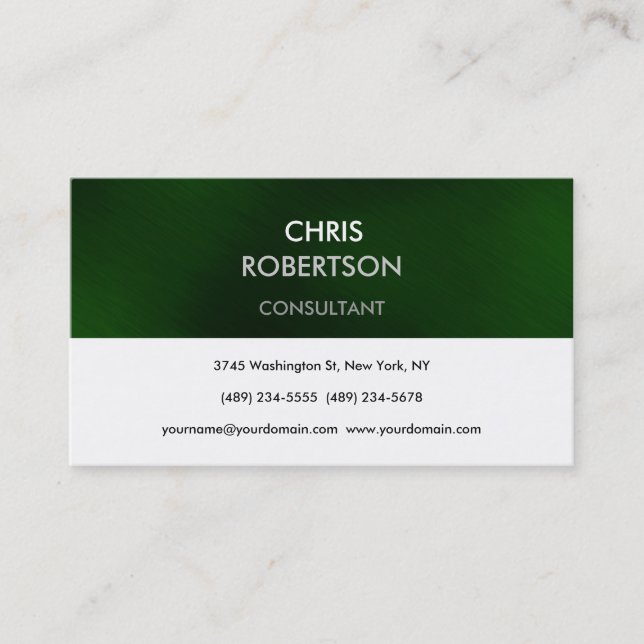 Black White Green Stripe Attractive Business Card (Front)