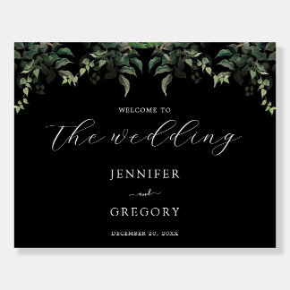 Black White Greenery Botanical Watercolor Wedding Foam Board