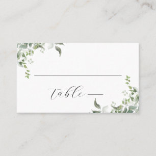 Black White Greenery Botanical Watercolor Wedding Place Card
