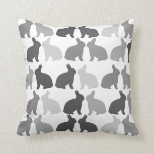 Black White Grey Bunny Easter Spring Rabbit Throw Pillow