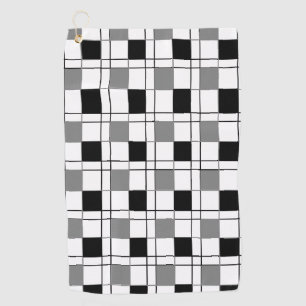 Black White Grey Checkered Pattern Golf Towel