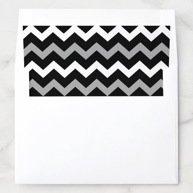 Black White & Grey Chevron Print Pattern Envelope Liner (In Envelope)
