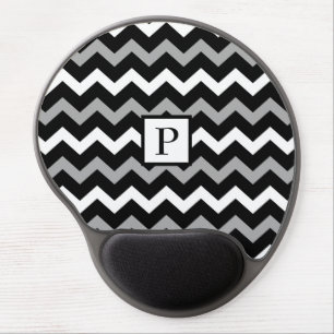 Black White & Grey Chevron Print Pattern Gel Mouse Pad