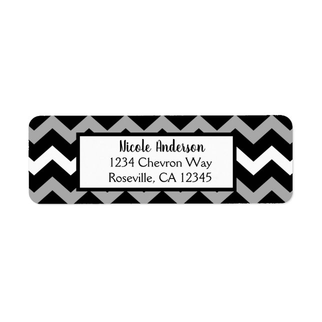 Black White & Grey Chevron Print Pattern Label (Front)