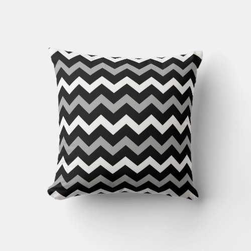 Black White  Grey Chevron Print Pattern Throw Pillow