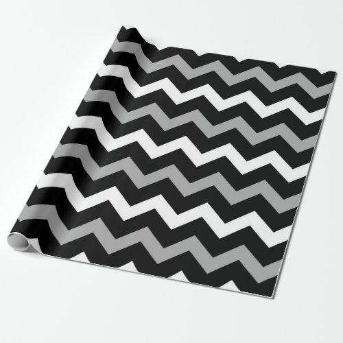 Black White  Grey Chevron Print Pattern Wrapping Paper