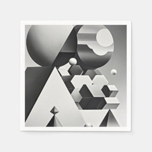 Black white grey geometric shapes  napkins