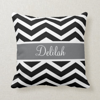 Black White Grey Gray Chevron Custom Throw Pillow