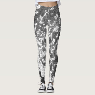 Black White Grey Gray Unique Pattern Leggings