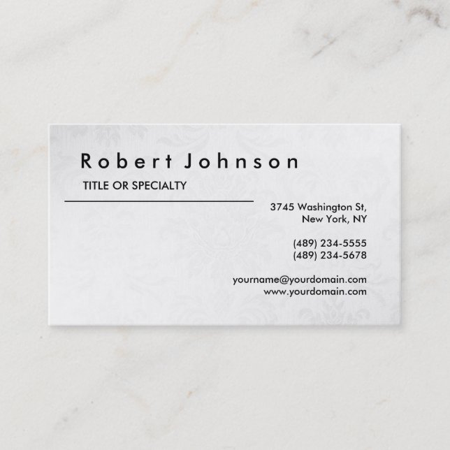 Black White Grey Minimalist Classical Business Card (Front)