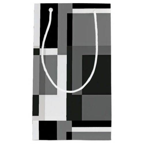    Black White Grey Modern Abstract Geometric Mens Small Gift Bag