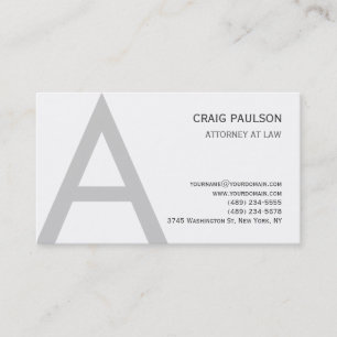 Black White Grey Monogram Attorney Business Card