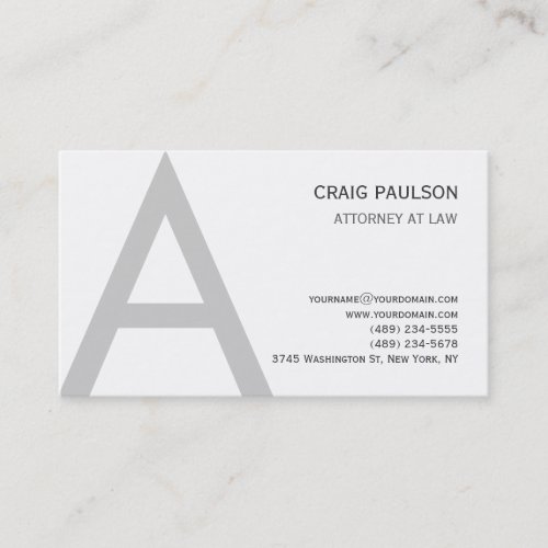 Black White Grey Monogram Attorney Business Card