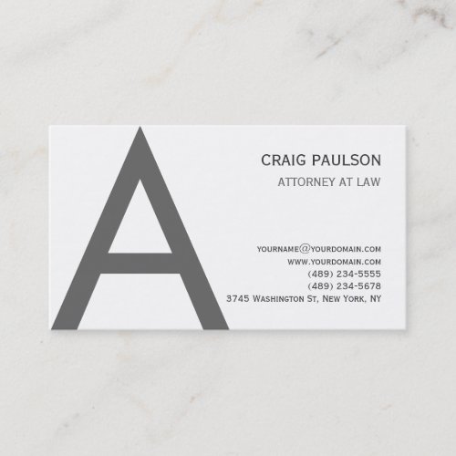 Black White Grey Monogram Attorney Business Card