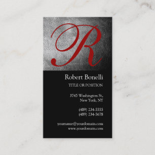 Black White Grey Monogram Business Card