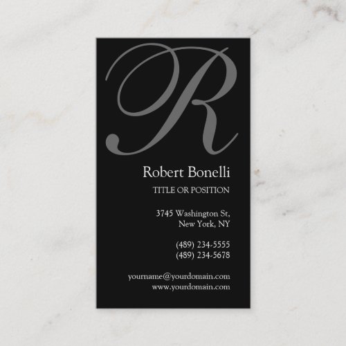 Black White Grey Monogram Business Card