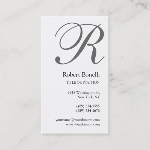 Black White Grey Monogram Business Card