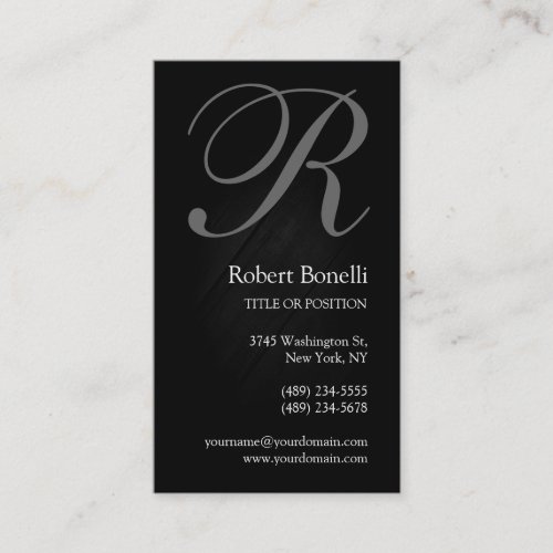 Black White Grey Monogram Business Card