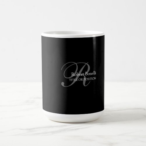 Black White Grey Monogram Coffee Mug