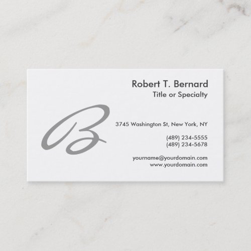 Black White Grey Monogram Consultant Business Card