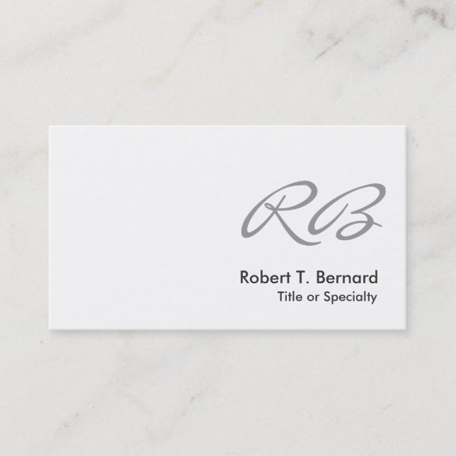 Black White Grey Monogram Consultant Business Card (Front)
