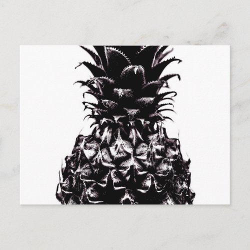 Black White Grey Pineapple Abstract Postcard