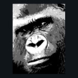 Black White Grey Pop Art Gorilla Portrait Poster<br><div class="desc">Digital Computer Animal Art - College Pop Art - Wild Animal Computer Images</div>