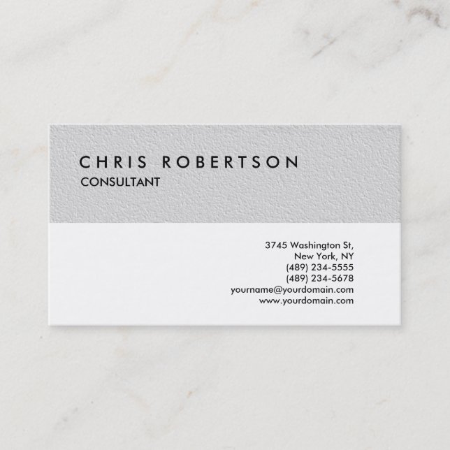 Black White Grey Professional Business Card (Front)