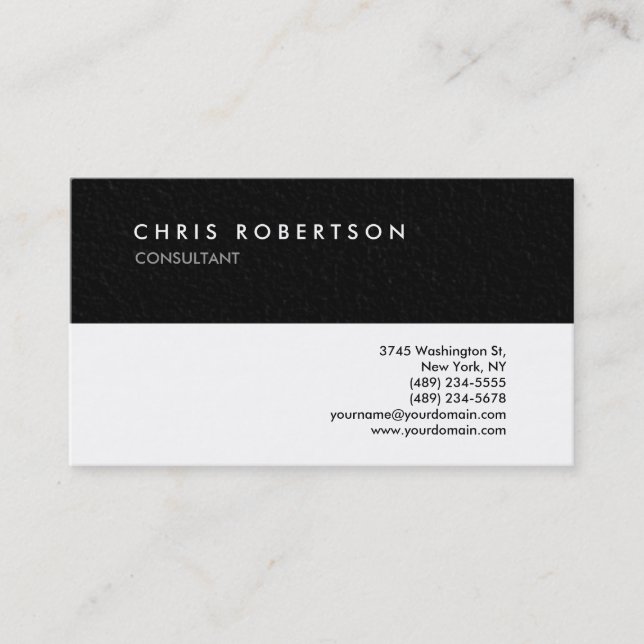 Black White Grey Professional Business Card (Front)