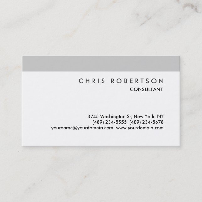 Black White Grey Stripe Business Card (Front)