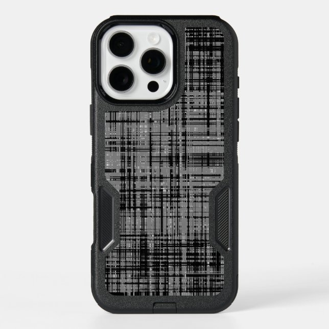Black White Grey Striped Pattern Otterbox iPhone Case (Back)