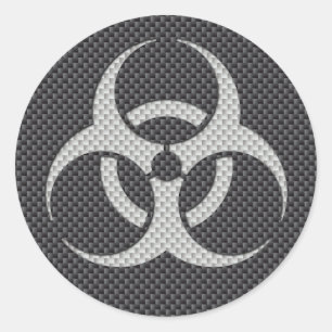 Black White & Grey Toxic Carbon Fiber Classic Round Sticker