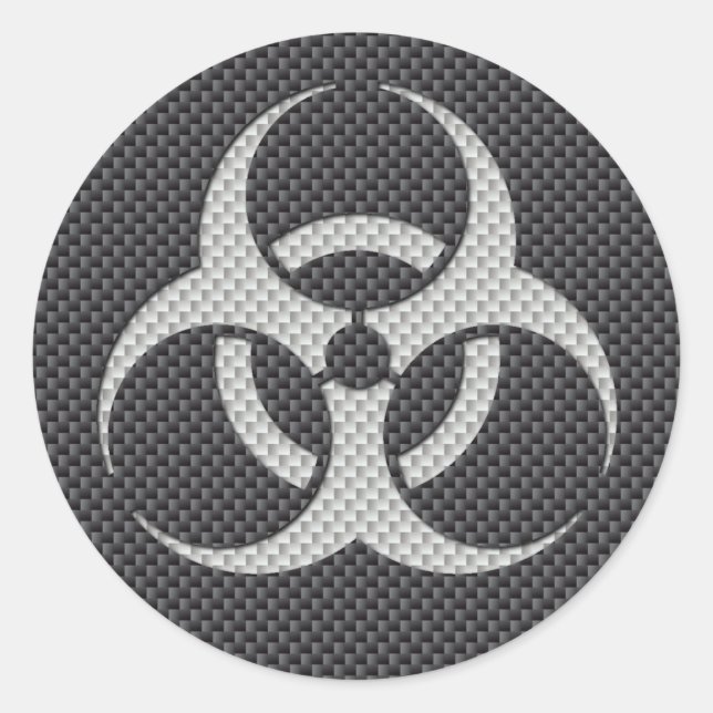 Black White & Grey Toxic Carbon Fiber Classic Round Sticker (Front)