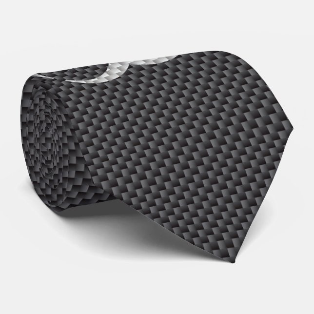 Black White & Grey Toxic Carbon Fiber Neck Tie (Rolled)