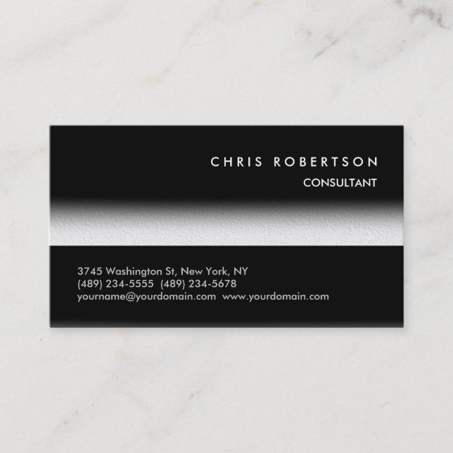 Black White Grey Trendy Charming Business Card (Front)