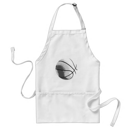 Black White Grey Trendy Pop Art Basketball Adult Apron