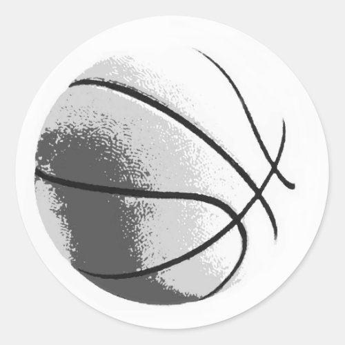 Black White Grey Trendy Pop Art Basketball Classic Round Sticker