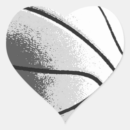 Black White Grey Trendy Pop Art Basketball Heart Sticker
