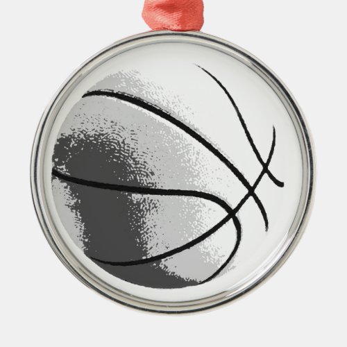 Black White Grey Trendy Pop Art Basketball Metal Ornament