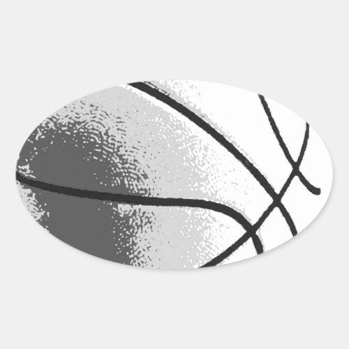 Black White Grey Trendy Pop Art Basketball Oval Sticker