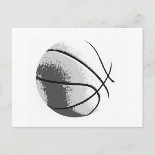 Black White Grey Trendy Pop Art Basketball Postcard
