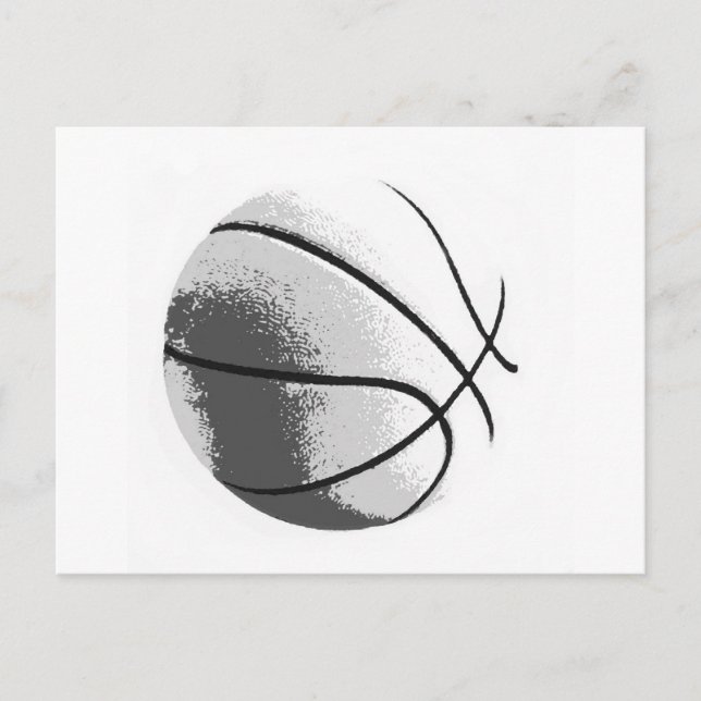 Black White Grey Trendy Pop Art Basketball Postcard (Front)