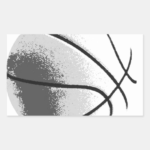 Black White Grey Trendy Pop Art Basketball Rectangular Sticker