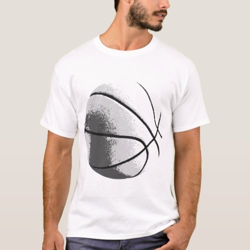 Black White Grey Trendy Pop Art Basketball T_Shirt