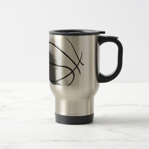 Black White Grey Trendy Pop Art Basketball Travel Mug