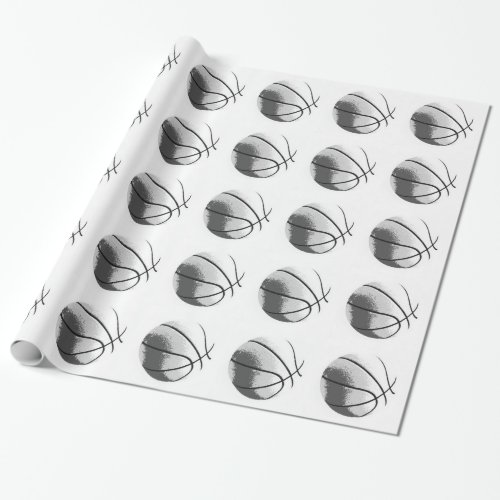 Black White Grey Trendy Pop Art Basketball Wrapping Paper