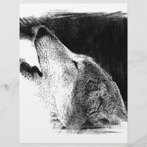 Black  White Grey Wolf Sketch Artwork